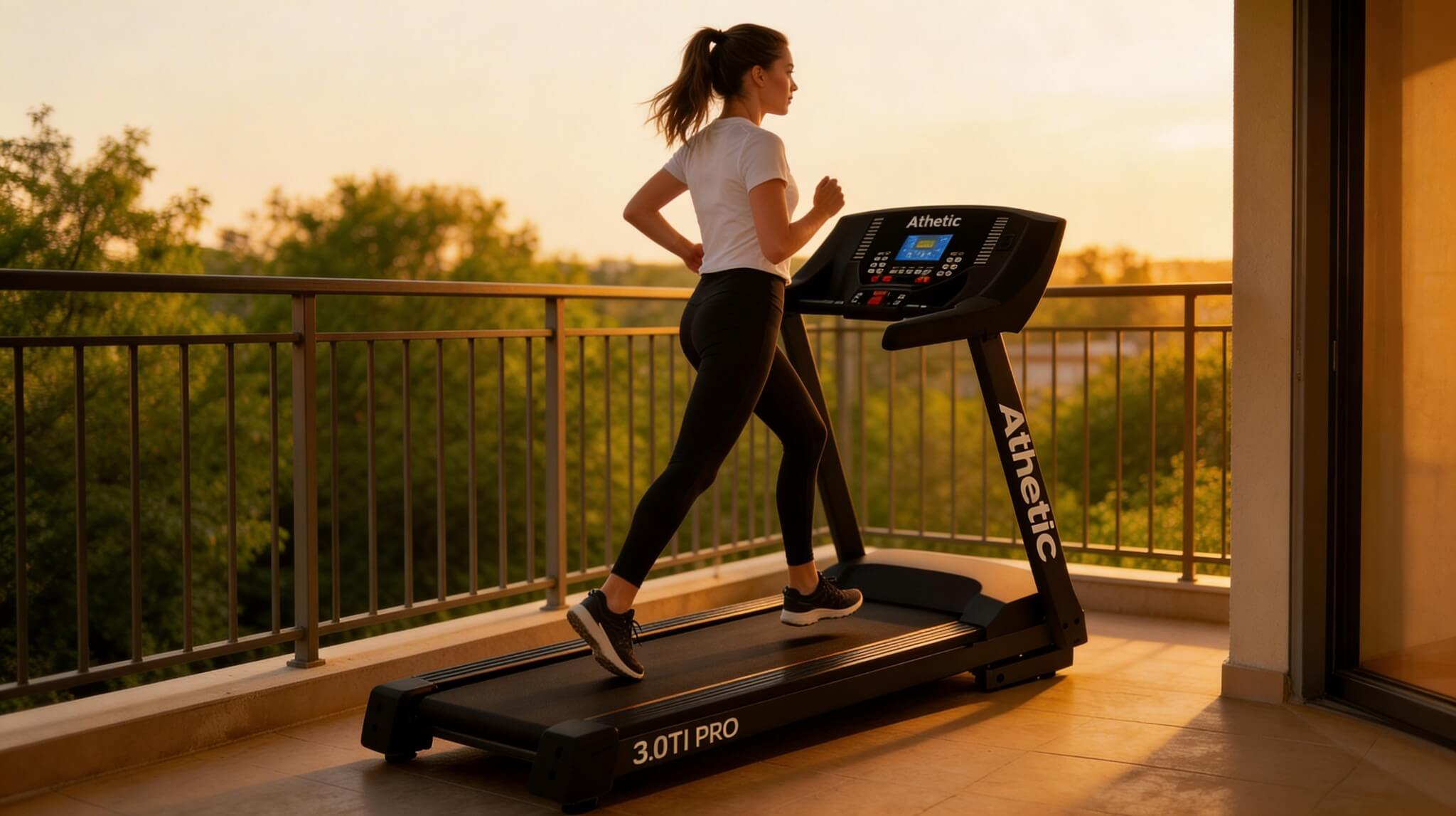 Mulher correndo em uma esteira Athletic