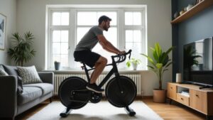 bicicleta ergométrica dentro da sala de casa